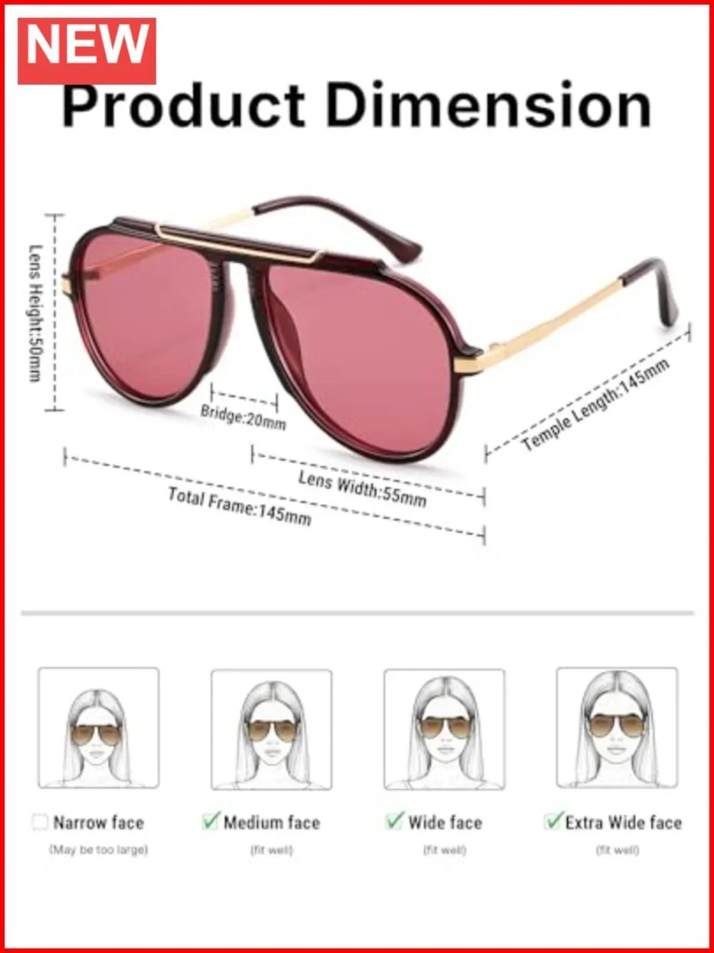 Oversized Aviator Sunglasses Retr